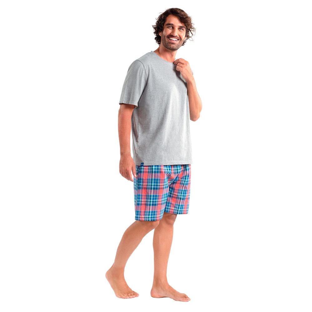 Pijama Corto Diseño Melange Algodón