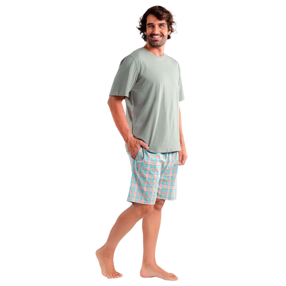 Pijama Corto Diseño Liso Algodón