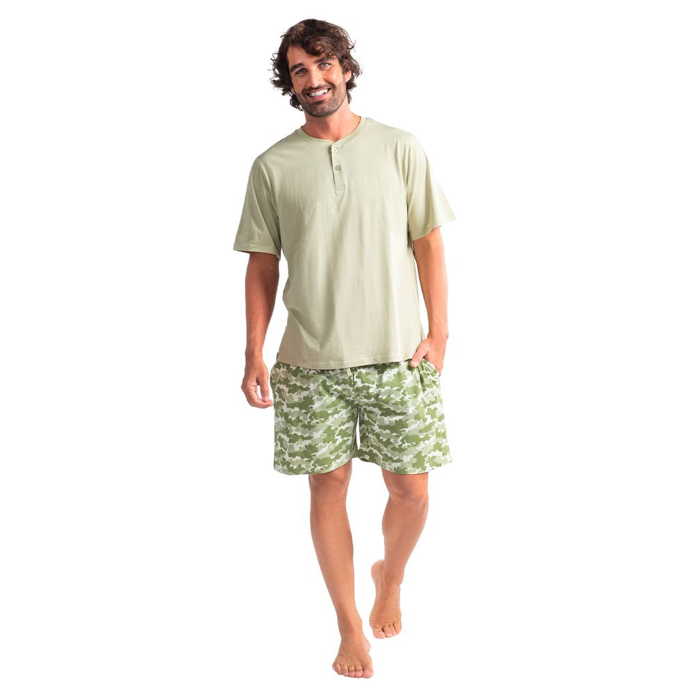 Pijama Corto Diseño Liso Algodón
